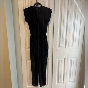 Aritzia Babaton Midnight Silk Jumpsuit - with belt & pocket - small